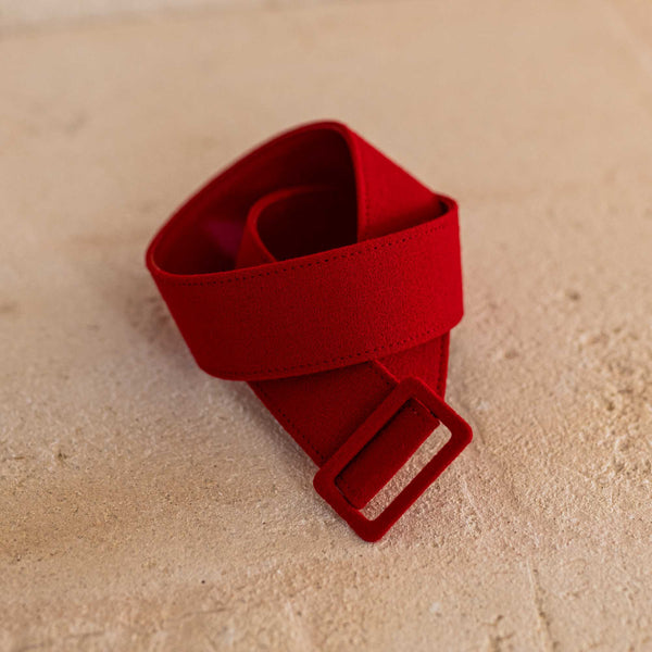 Bottega Egnazia & Marta Ferri  silk Velvet and leather Waist Belt - Red Marta Ferri x BE Crepe Belt Red – Bottega Egnazia main image 4