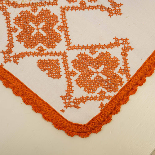 Orange Flower Vintage embroidered Placemats & Napkins (Set of 2)