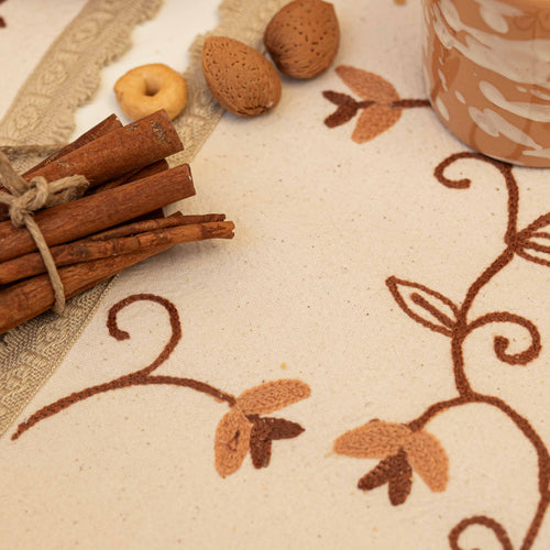 Beige Vintage embroidered Placemats & Napkins (Set of 2)