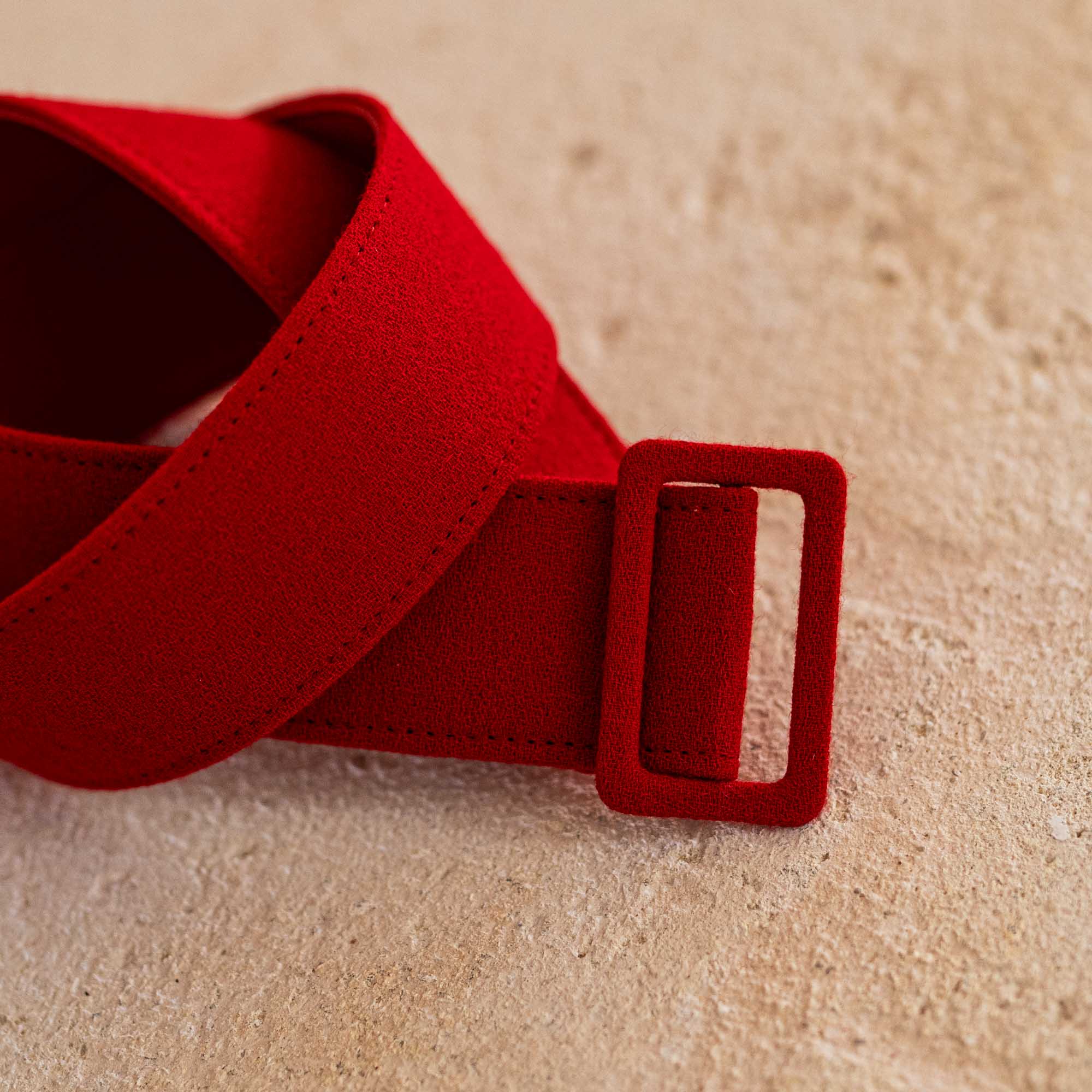Bottega Egnazia & Marta Ferri  silk Velvet and leather Waist Belt - Red Marta Ferri x BE Crepe Belt Red – Bottega Egnazia main image 2