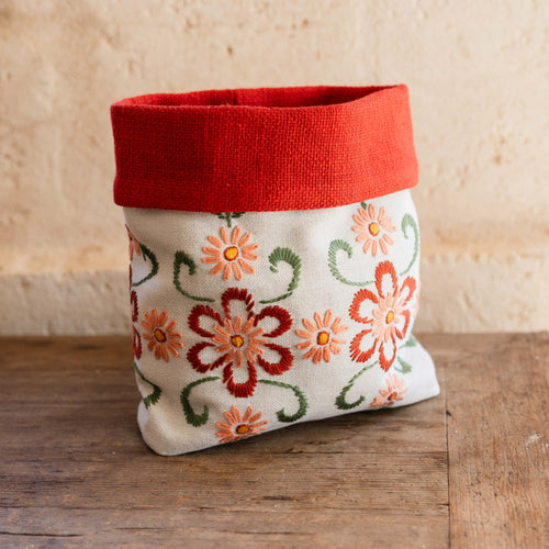 Bread basket Embroidered Red - One of a Kind