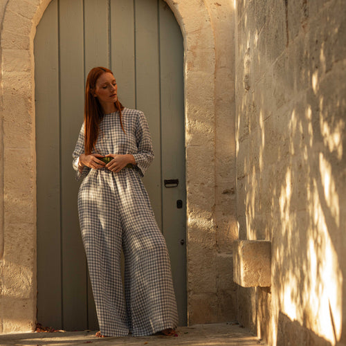 Teresa Jumpsuit in gingham linen