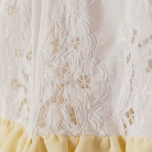 Primula embroidery Shorts intaglio white- One of a Kind