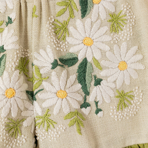 Primula embroidery Shorts Green- One of a Kind