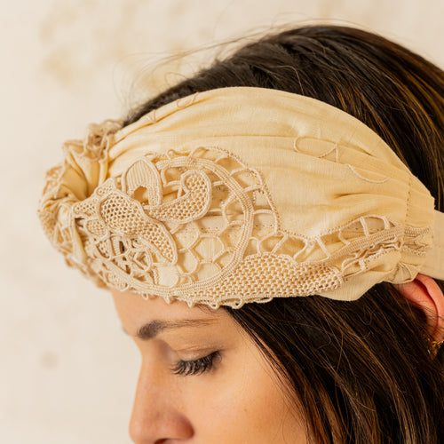 Vintage embroidered Headpiece Lace- One of a Kind